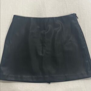 Faux Leather Black Women's Skort